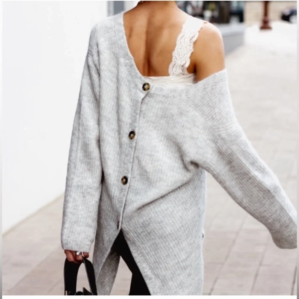 J. Crew Point Sur button back marled tunic angora wool blend XS